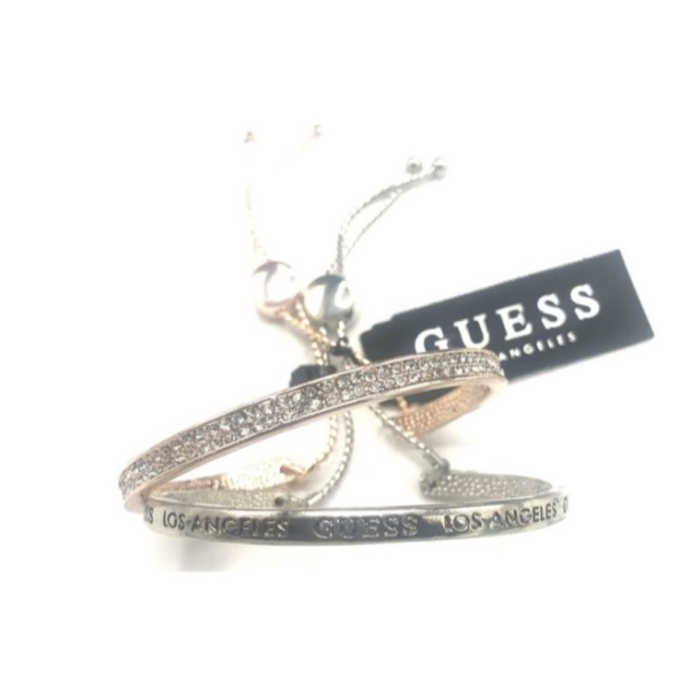 Guess Slider Bracelets 2 per pack - Rose Gold & Silver Overlay